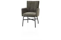 Henders en Hazel EDEN eetkamer fauteuil metalen frame 4-poots- pocket - greep Livigno d.groen + accent in Calabria mosgroen