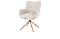 Henders en Hazel eiken frame - draaibaar - stof Livigno Creme eetkamer fauteuil