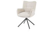 Henders en Hazel JUNA eetkamer fauteuil grafiet frame met relaxsysteem - draaibaar - stof Livigno Creme