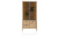 Henders en Hazel NYSTEAD bergkast vitrine 100 cm. - 2-glasdeuren + 1-deur + 2-laden (+ LED)