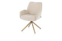 Henders en Hazel RILEY eetkamer fauteuil 4-poots naturel eiken - draaibaar + pocket - stof Cadiz Creme