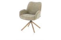 Henders en Hazel 4-poots naturel eiken - draaibaar + pocket - stof Cadiz Olijf eetkamer fauteuil