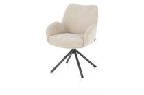 Henders en Hazel RILEY eetkamer fauteuil 4-poots grafiet frame met relaxsysteem - draaibaar + pocket - stof Cadiz Creme