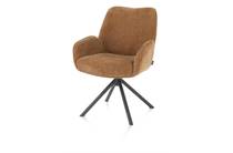 Henders en Hazel RILEY eetkamer fauteuil 4-poots grafiet frame met relaxsysteem - draaibaar + pocket - stof Cadiz Koper