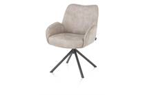 Henders en Hazel 4-poots grafiet frame met relaxsysteem - draaibaar + pocket - stof Taurus Kiezel eetkamer fauteuil