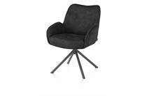 Henders en Hazel 4-poots grafiet frame met relaxsysteem - draaibaar + pocket - stof Taurus Off Black eetkamer fauteuil