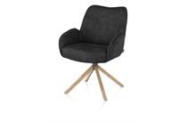 Henders en Hazel RILEY eetkamer fauteuil 4-poots naturel eiken - draaibaar + pocket - stof Taurus Off Black