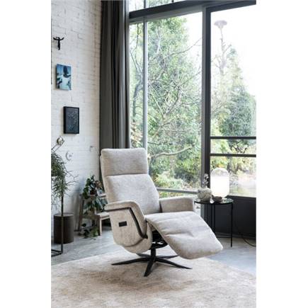 Henders en Hazel relax- - 3-motoren + accu - graphiet poot -electrische hoofdsteun-leder Maine taupe