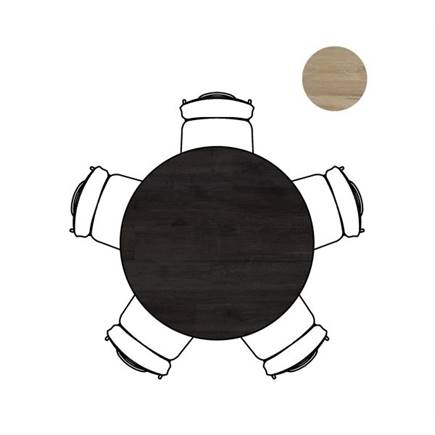 XOOON bartafel 125 cm. - rond - centrale poot kort Onyx