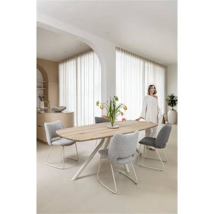 XOOON tafel 220 x 110 cm. - ovaal - centrale poot Nebbia Naturel Nebbia