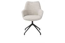 XOOON MATS eetkamer fauteuil aluminium frame 4-poots - draaibaar grafiet - stof Luton Creme