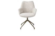 XOOON MATS eetkamer fauteuil aluminium frame 4-poots - draaibaar steelbrown - stof Luton Creme