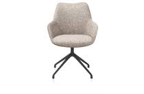 XOOON MATS eetkamer fauteuil aluminium frame 4-poots - draaibaar rough off black - combi Pala cognac + Luton koper