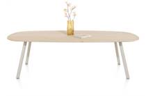 XOOON NIORA ronde tafel eetkamertafel 210 x 110 cm - deens ovaal - metalen poot Silk Grey Naturel