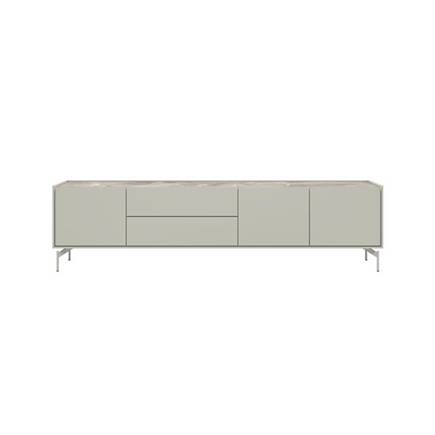 XOOON lowboard 210 cm - 3-deuren + 2-laden - bovenblad in HPL light grey