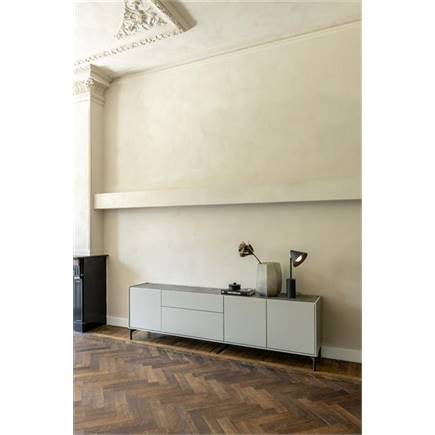 XOOON lowboard 210 cm - 3-deuren + 2-laden - geheel silk grey