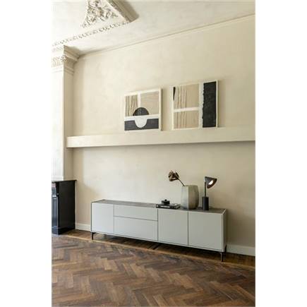 XOOON lowboard 210 cm - 3-deuren + 2-laden - geheel silk grey